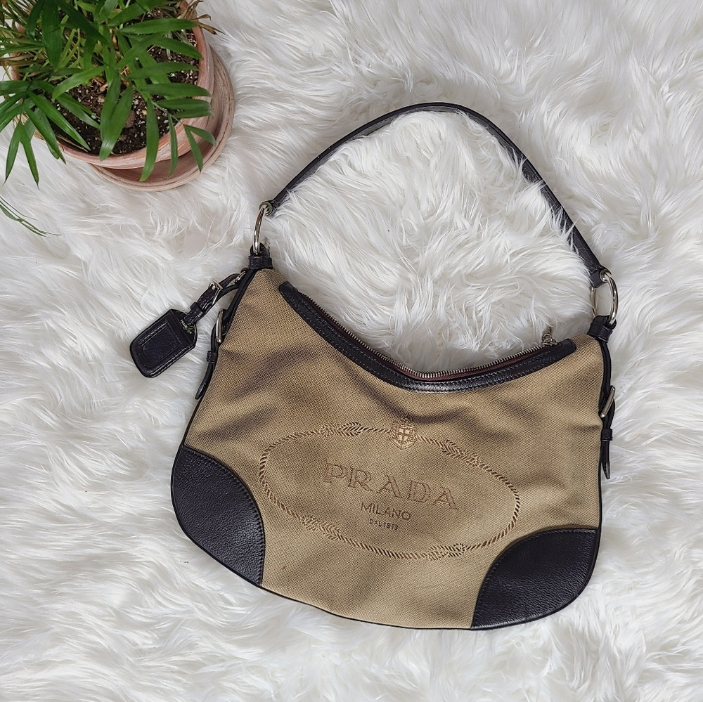 PRADA Luxurious Jacquard Logo Hobo Bag - Picture 11 of 16